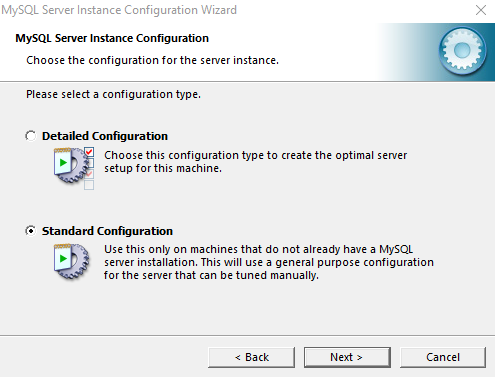 MySQL configuration option chose
