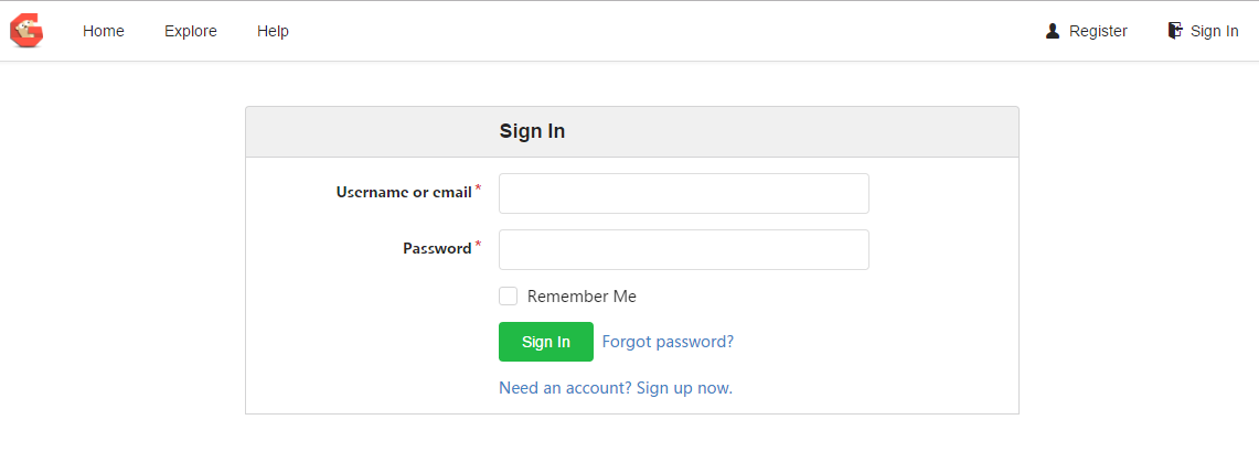 login page